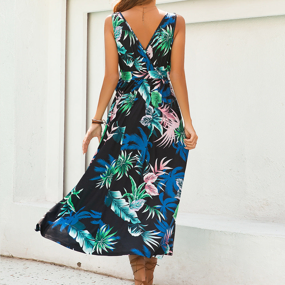 Women's Printed Lace-Up Resort Camisole Dress