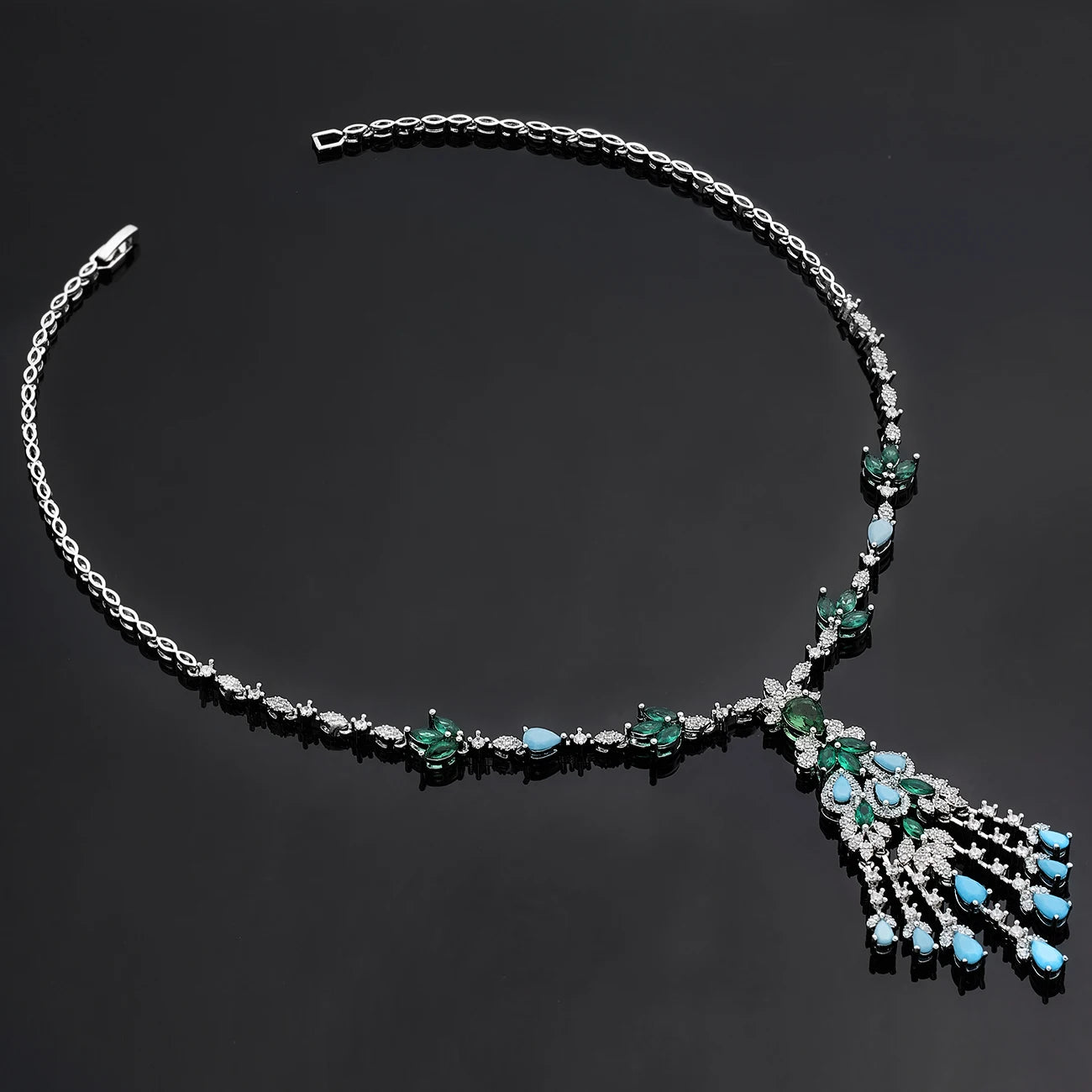 2024 New Exquisite Turquoise Dubai Jewelry Sets for Wedding Bridal Wedding Party 4 Pieces Set Accessories