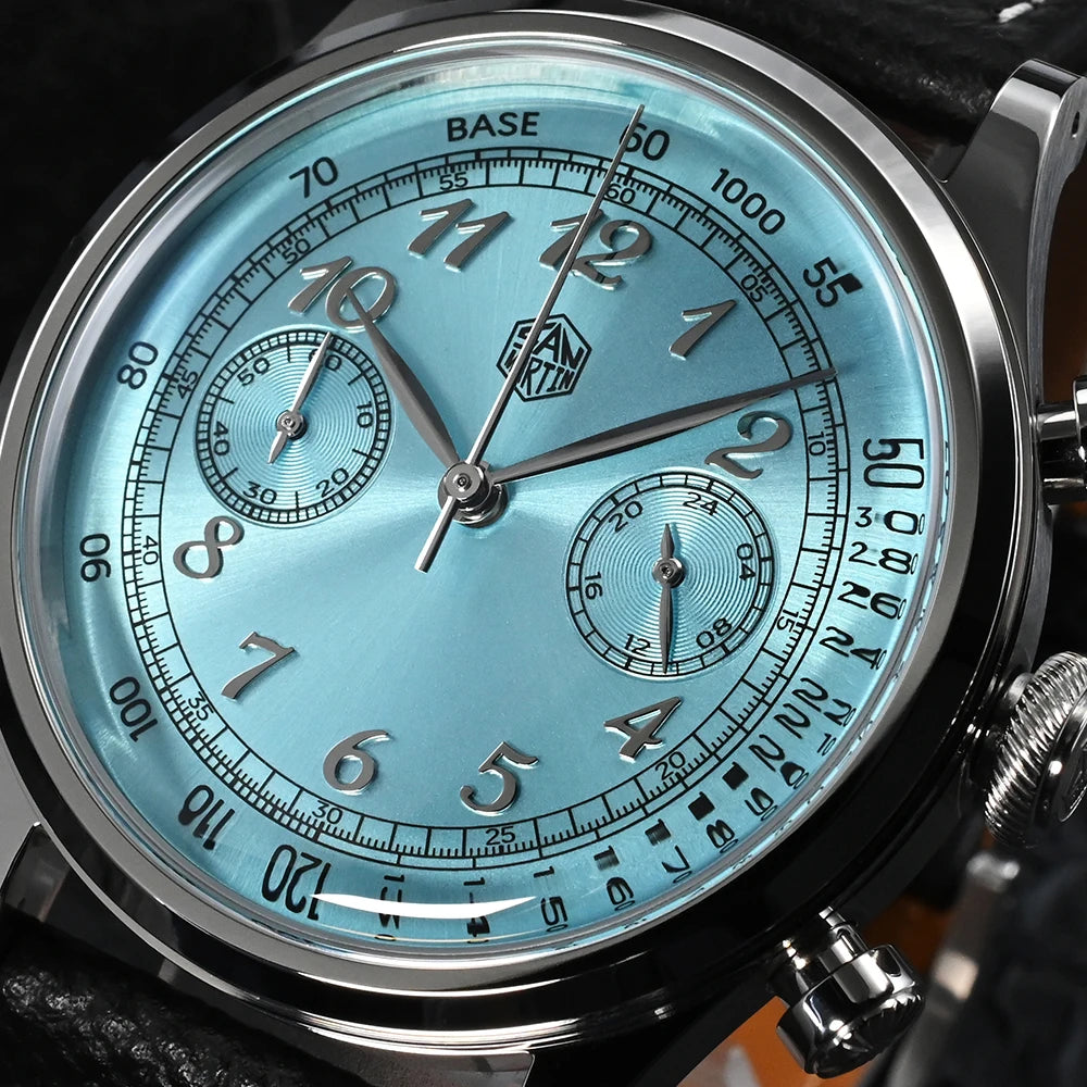 San Martin New Men's Watches 38mm Fashion Top Luxury Quartz Chronograph Watch For Men Sapphire Mirror Wristwatch 5ATM