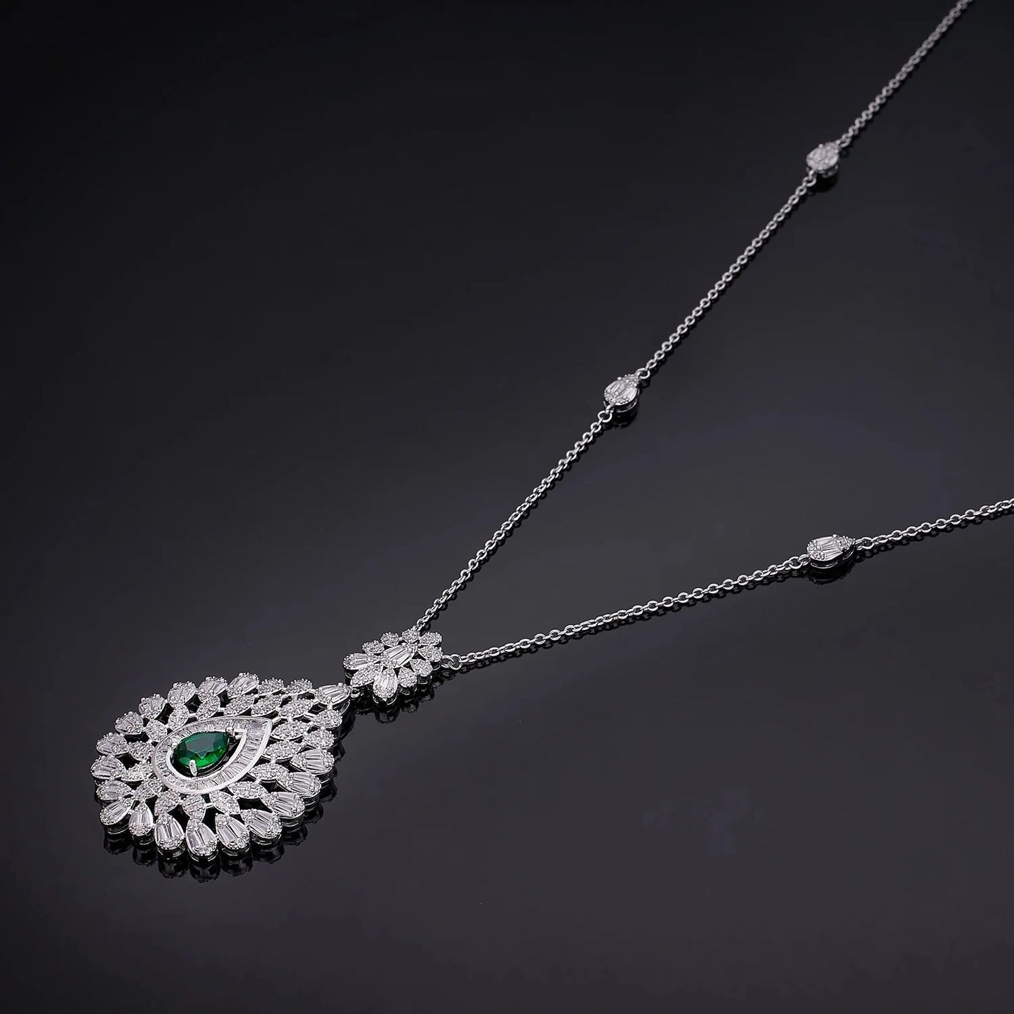 2pcs Bridal Zirconia Full Jewelry Sets For Women Party, Luxury Dubai Nigeria CZ Crystal Wedding necklace sets
