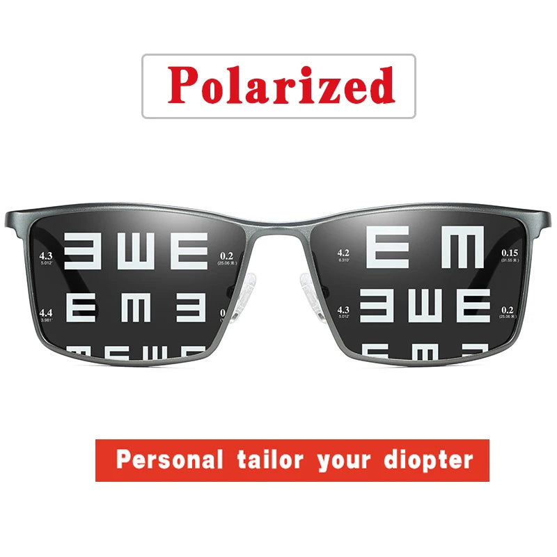Men's sunglasses myopia with diopter polarized  prescription glasses UC400 retro anti-glare driving goggles square black shades