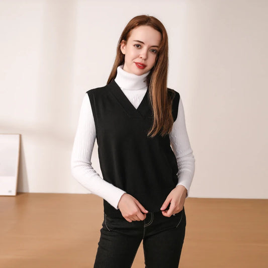 Female Vest Preppy Style Pullover Women Clothing Sweaters Aesthetic Sweater Blouse Tops Women's Warm Korean Padded Woman Knitted