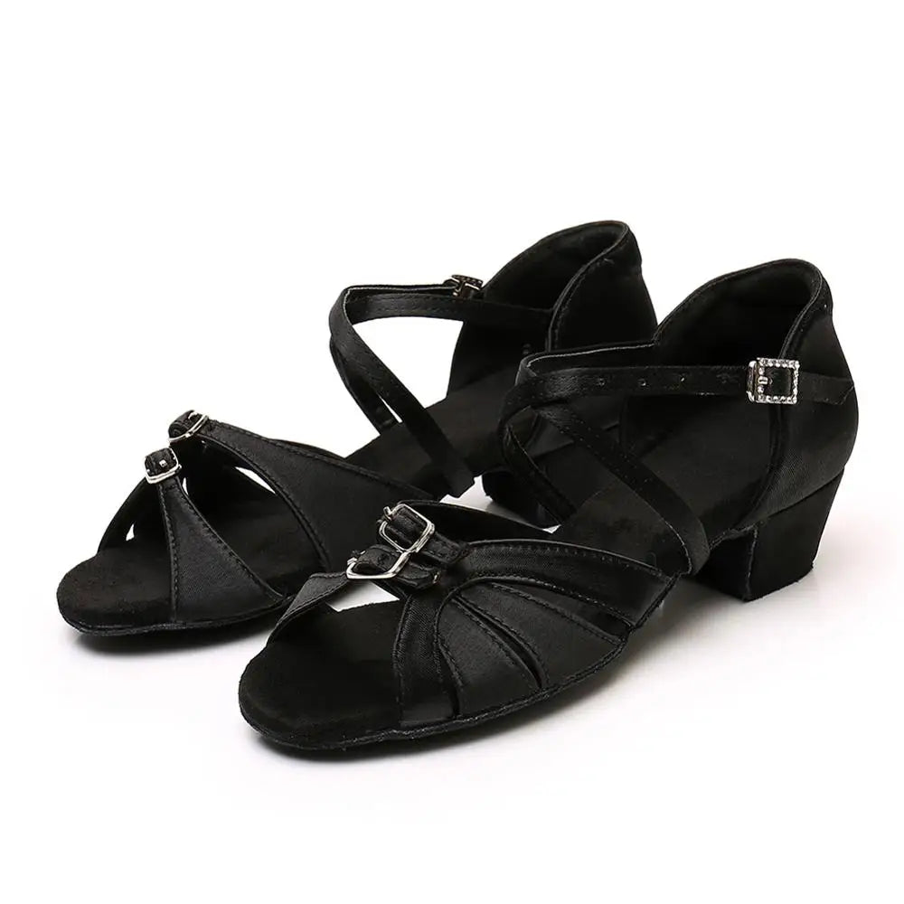 Children Dance Shoes for Girls Women Ballroom Latin shoes Ladies Modern Tango Dancing Performance Shoes Salsa Sandals 3.5CM Heel