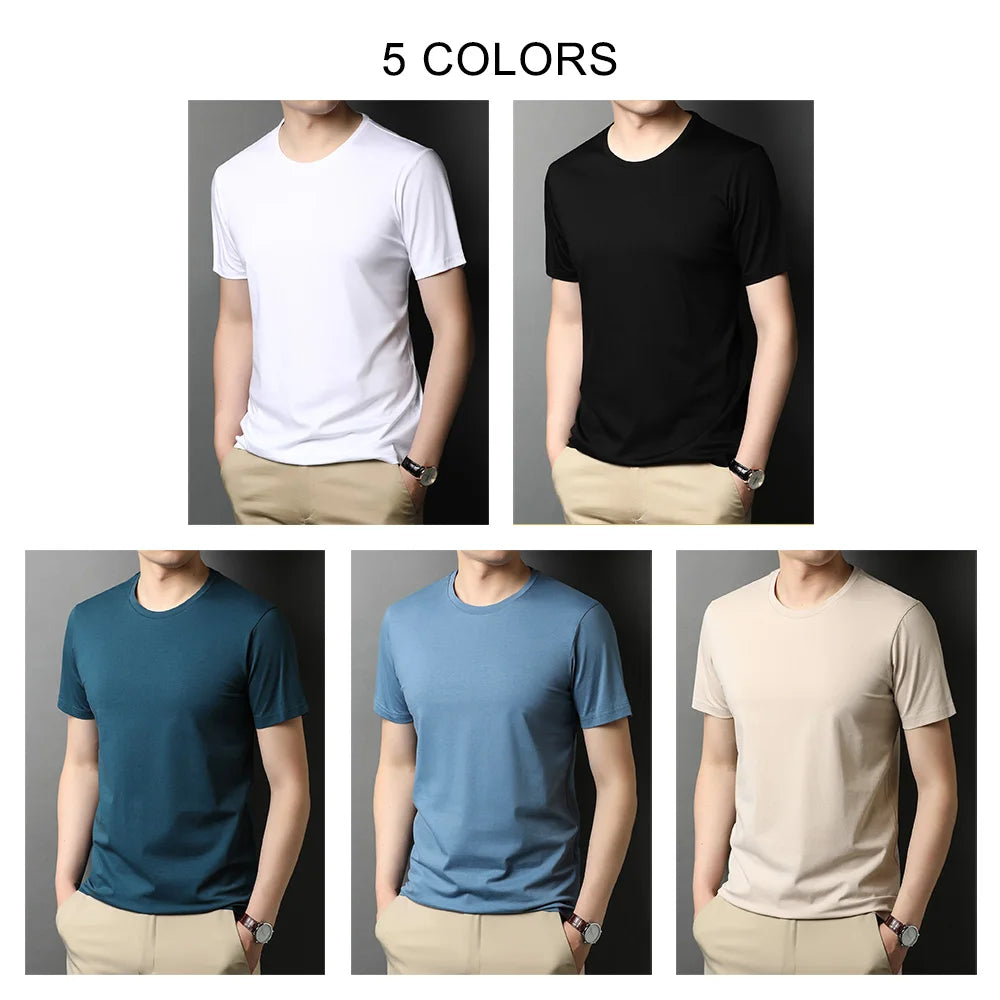 COODRONY Brand High Quality Summer Cool Cotton Tee Top Classic Pure Color Casual O-Neck Short Sleeve T Shirt Men Clothing C5202S