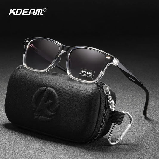 KDEAM All Matching Square Polarized Sunglasses For Men Women TR90 Material Frame Spring Hinges KD398
