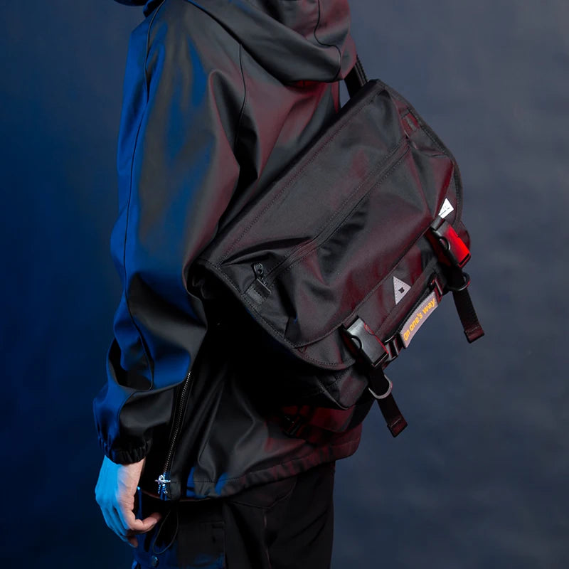 Men Motorcycle Cycling Messenger Bags Waterproof Big Crossbody Shoulder Bag Personalized Hip Hop Street Travel Cross Bag Male