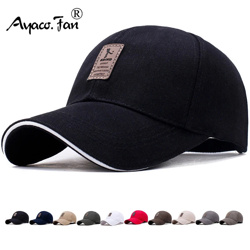 Men Structured Baseball Cap Solid Cotton Snapback Spring Autumn Women Label Stick Sunhat Outdoor Hip Hop Baseball Hat Casquette