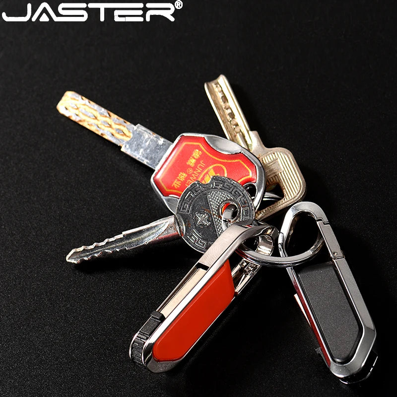 JASTER Fashion Hanging buckle USB Flash Drive Black Pen drive Custom logo Pendrive gift Leather Memory stick 8GB 16GB 32GB 64GB