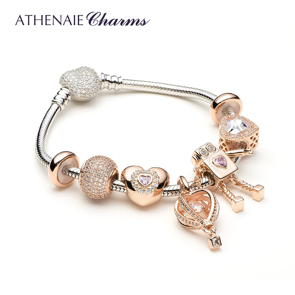 ATHENAIE 925 Sterling Silver Bracelet With Silver Alloy Beads Fairy Tale Journey Charms Bracelet For Jewerly Valentine Day Gift