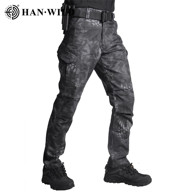 HAN WILD Tactical Pants Military Combat Army Cargo Hiking Pants Waterproof Ripstop Army Camouflage Pants Airsoft Hunting Clothes