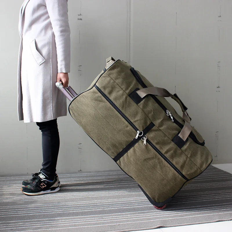 International super large trolley luggage bag with wheels long-distance consignment big canvas travel suitcase bag travel bag