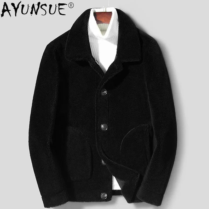 AYUNSUE 2021 Winter Jacket Men 100% Wool Fur Coat Male Autumn Coats Mens Clothes Double-side Wear Jackets Ropa Hombre LXR862