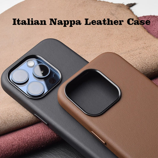 Italian Nappa Leather Case For iPhone 15 Pro Max Luxury Real Skin Phone Back Cover For Apple iPhone 15 Pro Max Handmade