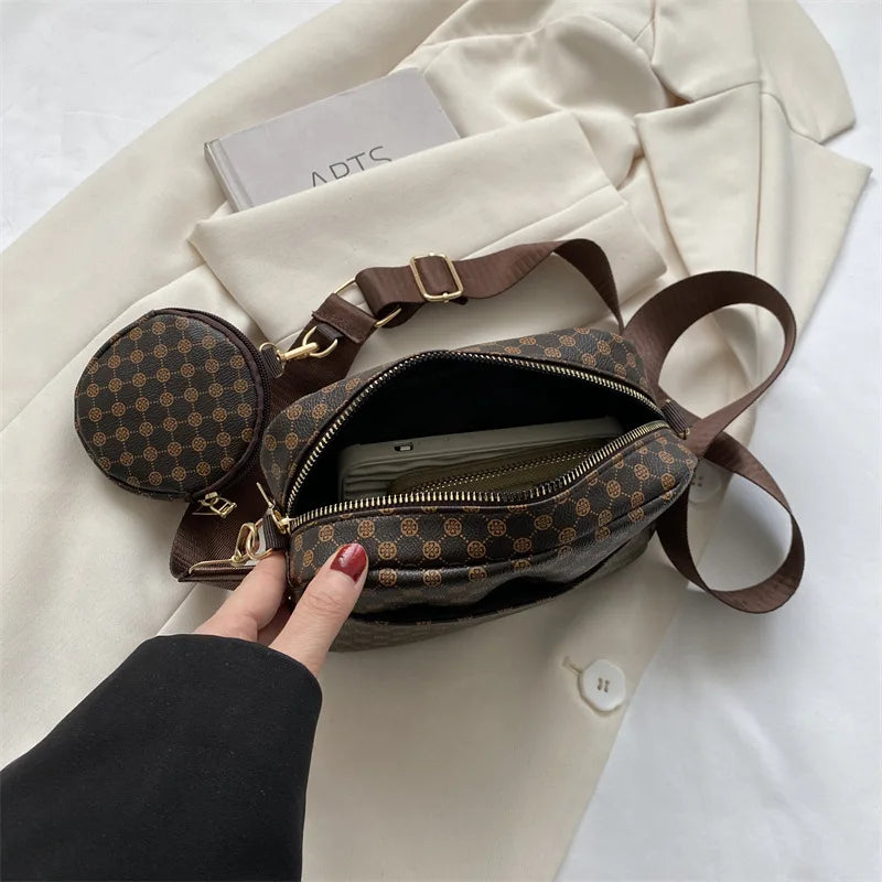 Vintage Pattern Crossbody Bags for Women Shoulder Shell Bag Trend Small Purse and Handbag Luxury Designer Female Square Bag