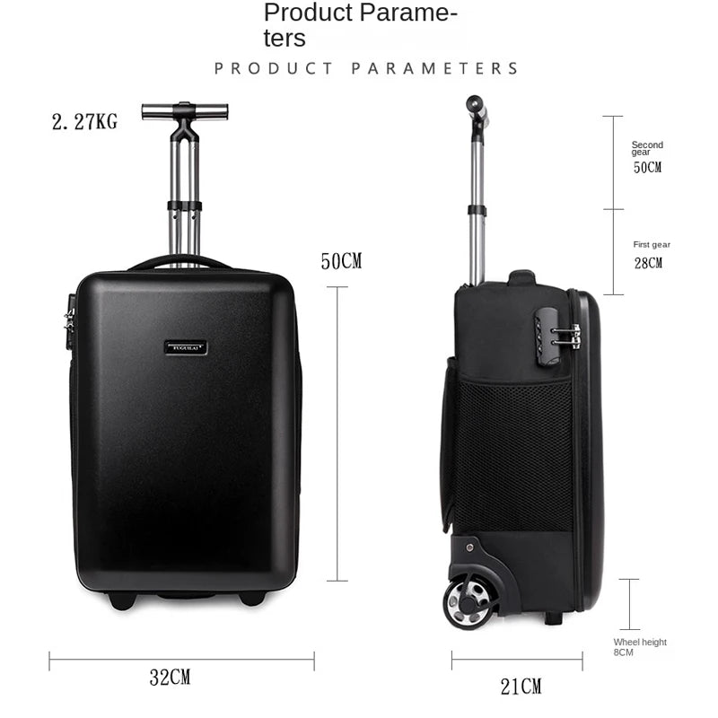 19 Inch Large Capacity Hard Shell Business Backpack Trolley Bag Travel Suitcase Rolling Luggage Multi-function Boarding Bag