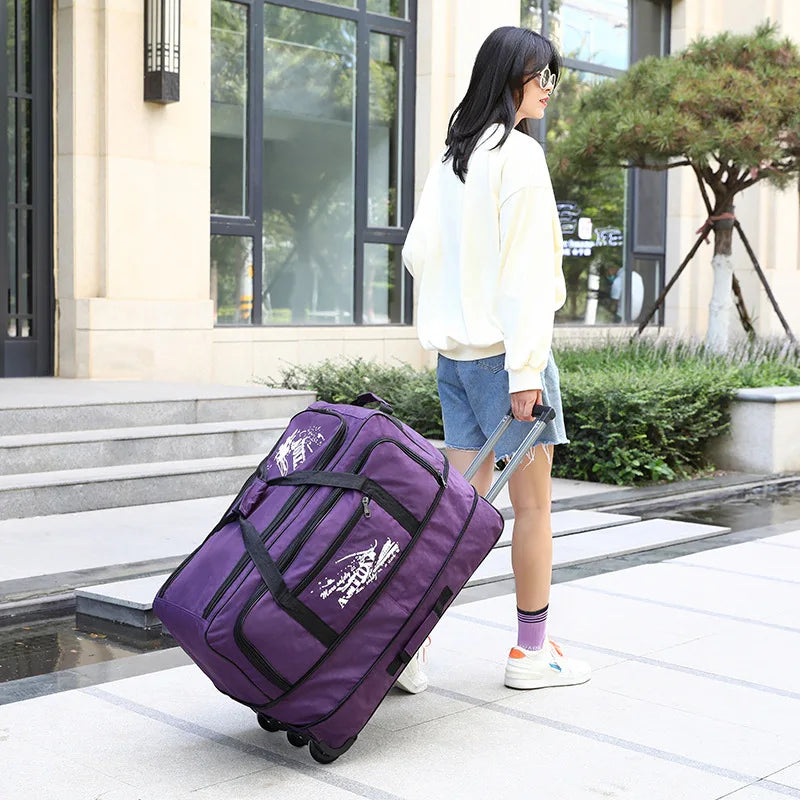 Large capacity Trolley Bag with Wheels Wheeled bag Travel Suitcase Boarding Bag Oxford waterproof Luggage Bag Rolling Luggage