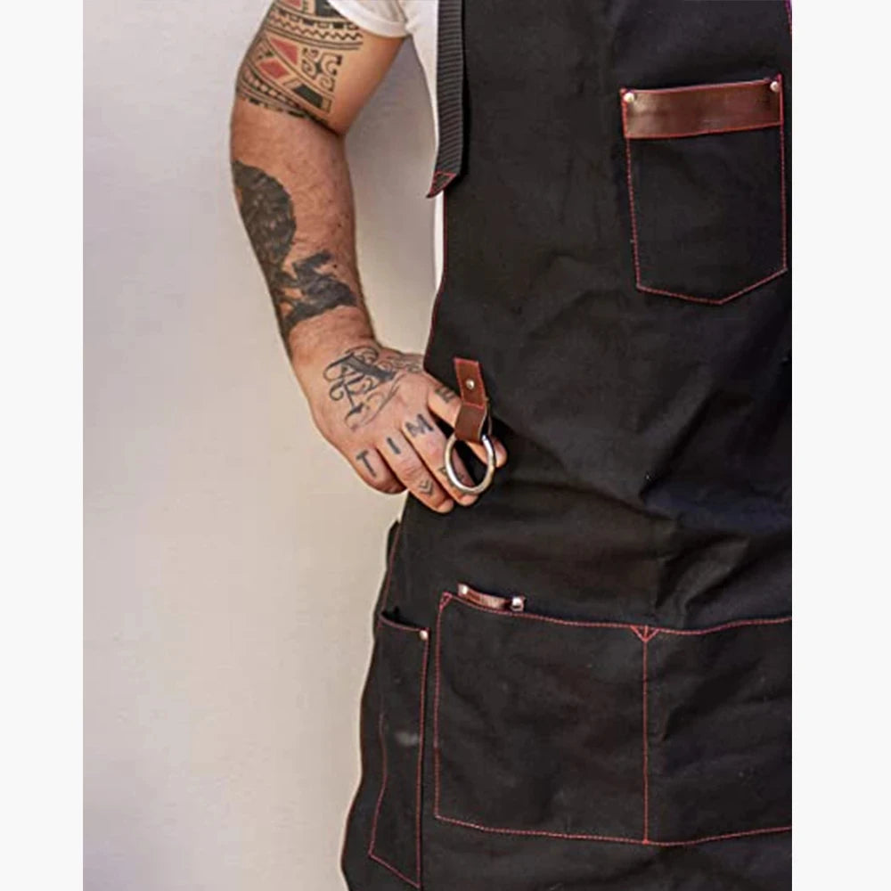 Kitchen Apron high quality For Pros Chef Waterproof Cooking  Apron for Men Canvas With Pockets Fabric Barbecue Father Gift Apron