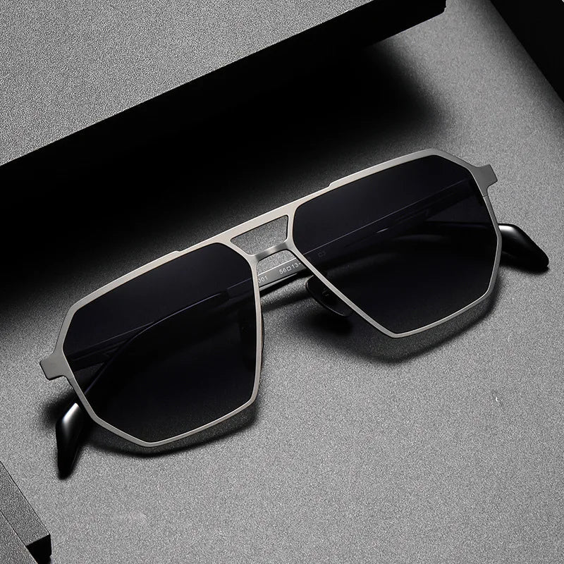 2024 Men's Aviation Shield Style Titanium Polarized Sunglasses Brand Design Oversized Driving Fishing Summer Sun Glasses Eyewear