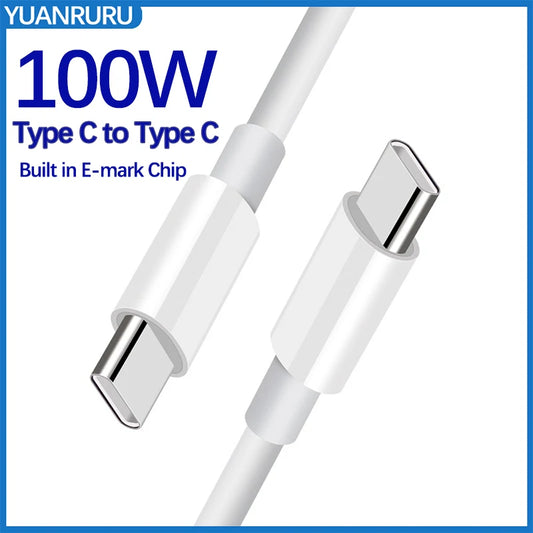 100W Type C Cable USB C To Type C PD Fast Charging Wire Cord For iPhone 15 Xiaomi Samsung Huawei MacBook iPad Mobile Phone Cable