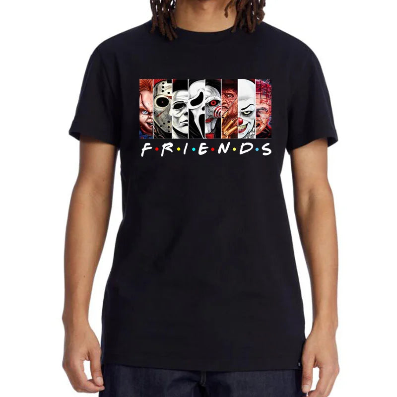 XIN YI Men's High Quality T-shirt 100% Cotton T-shirt Funny Friends Print T Shirt Loose Summer Cool O-neck Men T-shirt Tops
