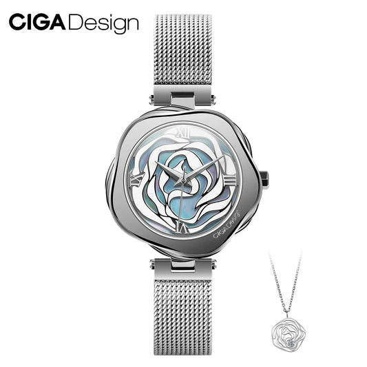 CIGA Design Watch for Women Denmark Rose Automatic Mechanical Wrist Watches or Japan Quartz Ladies Wrist Watch Fashion Timepiece