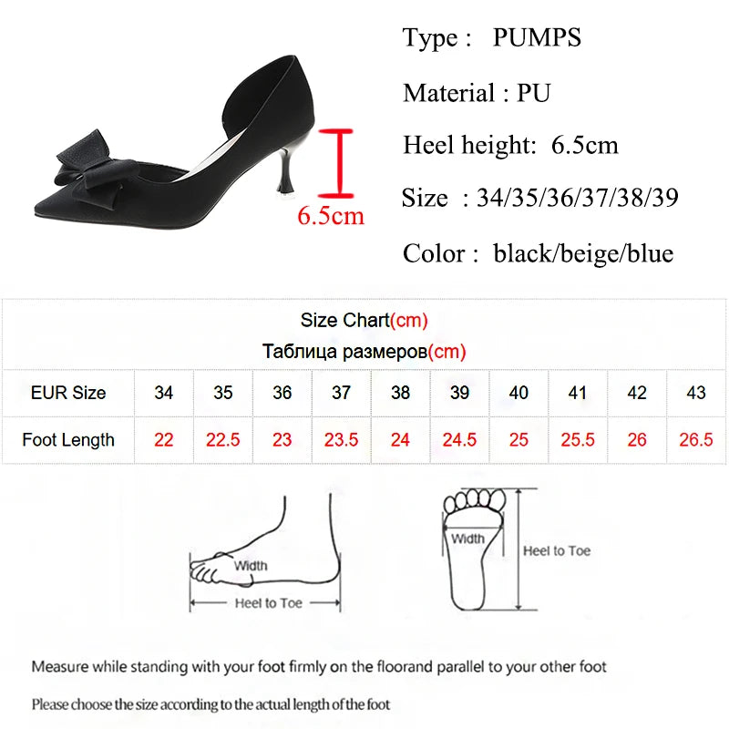 JMPRS Blue Bowtie Thin Heeled Pumps Women 2022 Autumn PU Leather Slip on High Heels Shoes Woman Pointed Toe Party Shoes Mujer