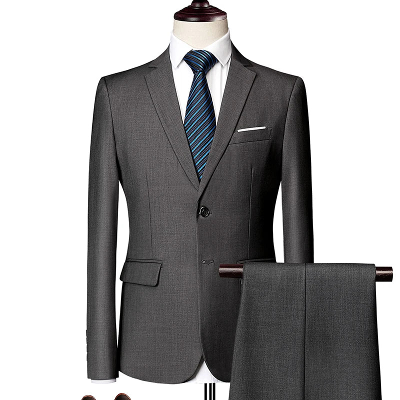 (Jacket+Pants) Latest Men Suit Set Formal Blazers Slim Fit Business Tuxedo 2 Pcs Suit Groom's Wedding Dress Man Suit S-6XL