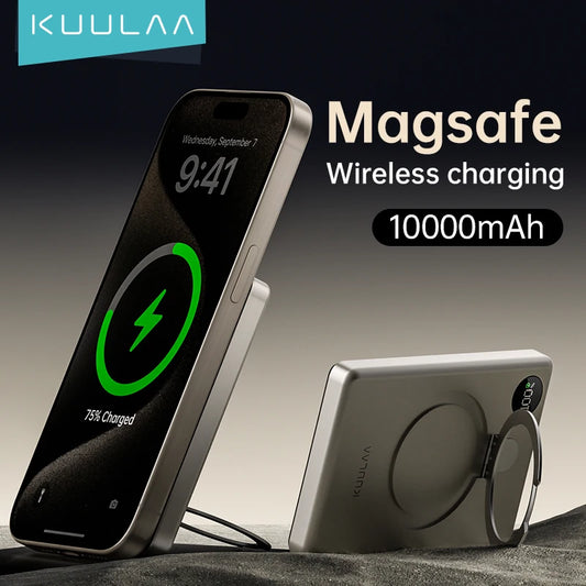 KUULAA Magsafe Power Bank 10000mAh Magnetic Battery with Stand  External Battery Fast Charging For iPhone 15 14 13 12 PowerBank