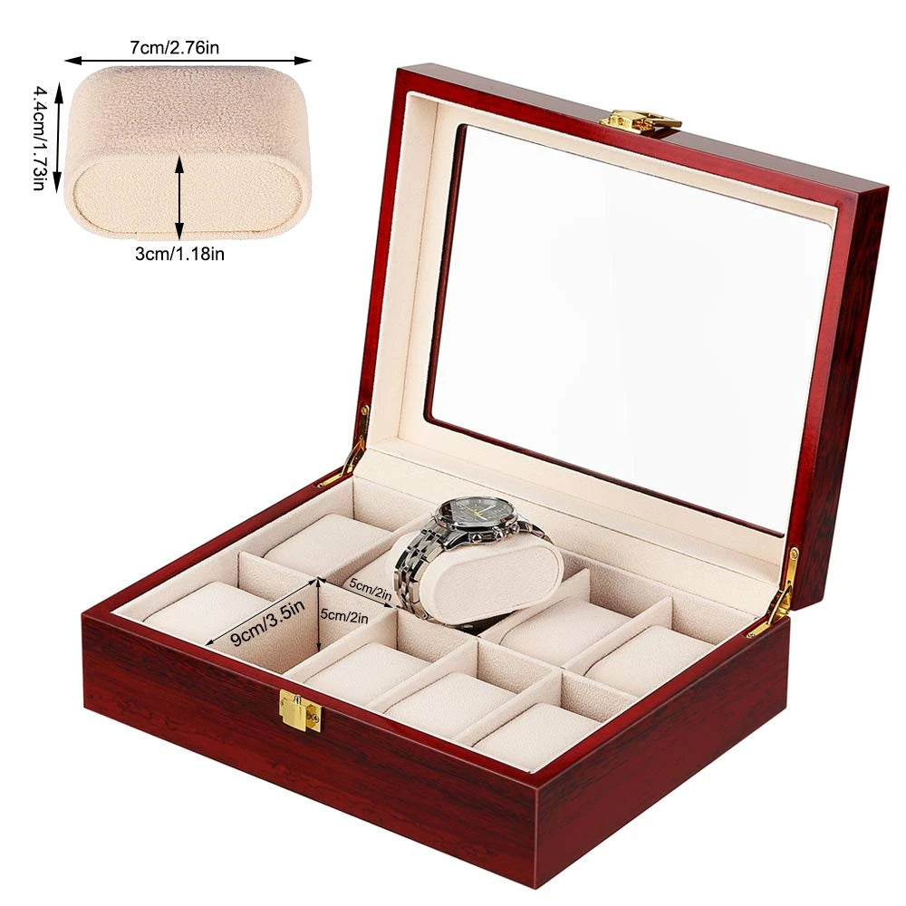 Luxury Wooden Watch Box 1/2/3/5/6/10/12 Grids Watch Organizers 6 Slots Wood Holder Boxes for Men Women  Watches Jewelry Display