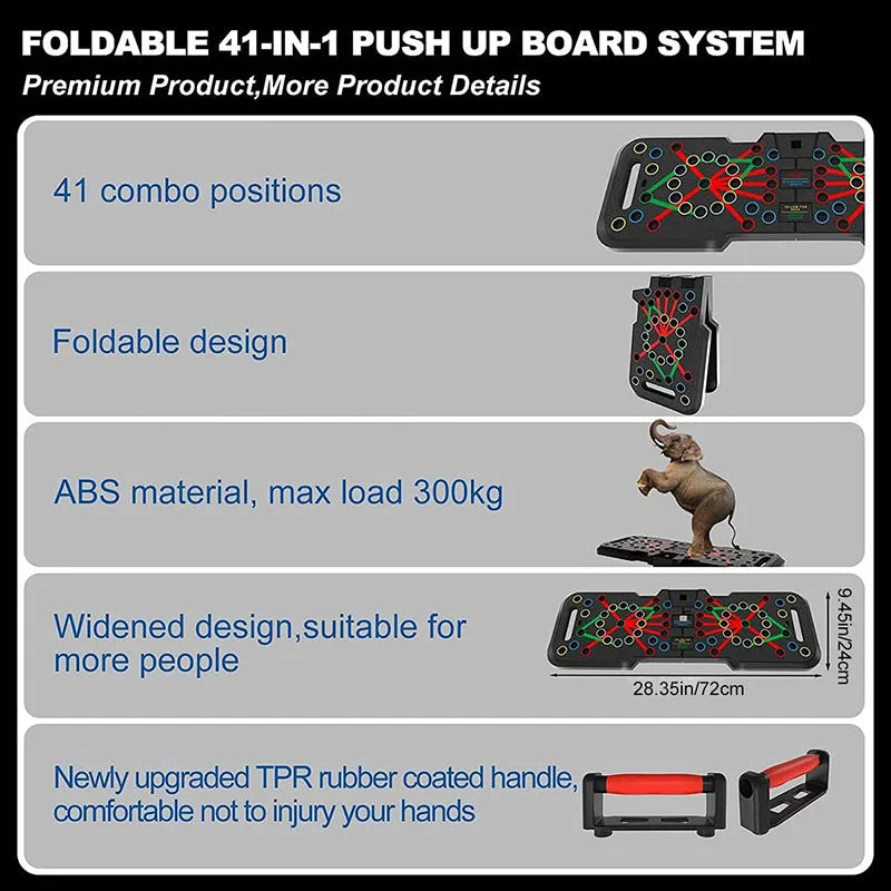 Push Up Board System with Counter Strength Training Equipment Workout Equipment for Men and Women Portable Home Gym Board