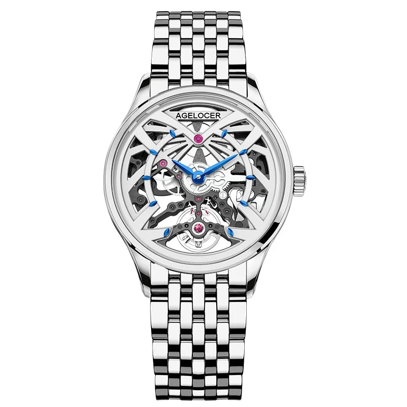 AGELOCER Original Schwarzwald Watch Women's Business Luxury Watch Skeleton Automatic Mechanical Watch Birthday Gift for Women