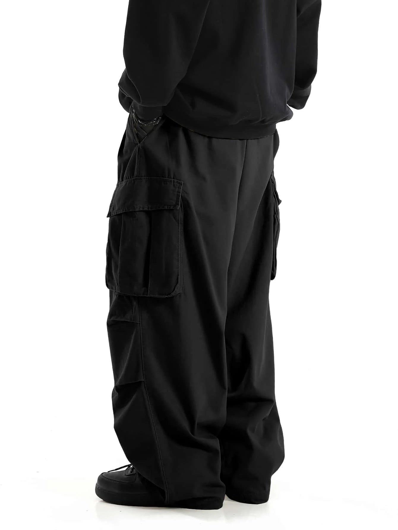 Classic Design Multi Flap Pockets Cargo Pants,Men's Loose Fit Drawstring Cargo Pants，For Skateboarding,Street,Outdoor Camping