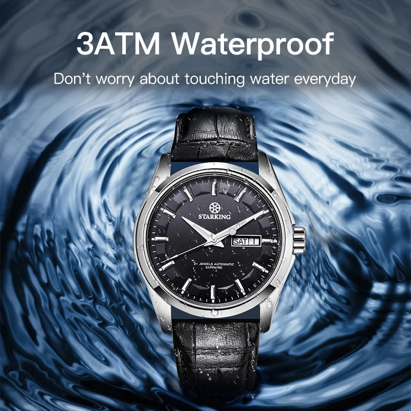 STARKING Men Mechanical Watch Miyota 8205 Movt Automatic Self-wind Watches Waterproof Sapphire Wristwatch Gift Relogio Masculino
