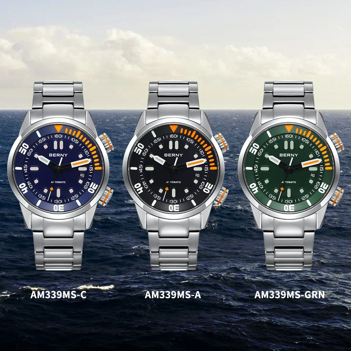 BERNY 20Bar Diver Automatic Watch For Men Miyota 8215 Super Luminous Sapphire Swim Sport Mechanical Self Winding Men Wristwatch