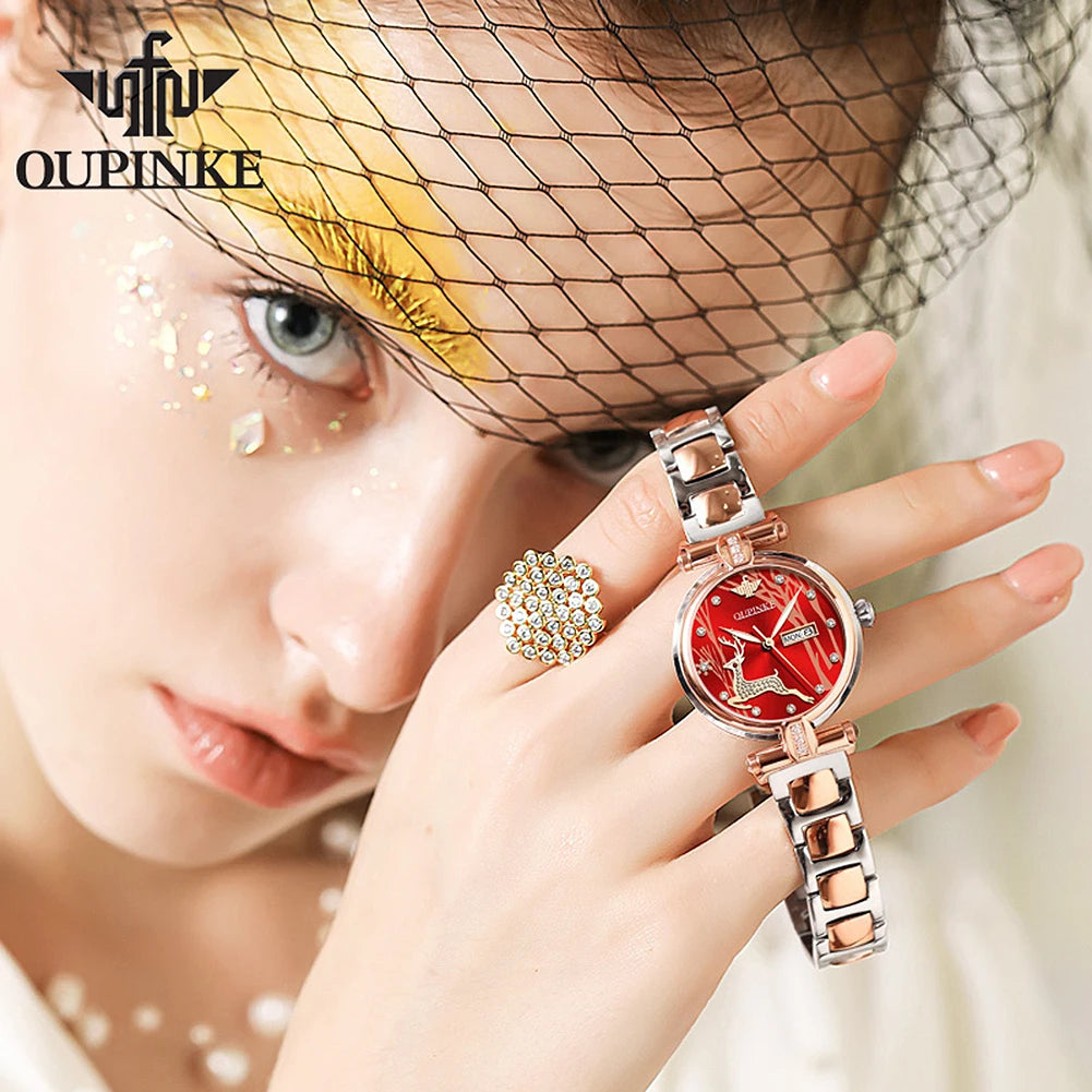 OUPINKE Luxury Automatic Mechanical Watches for Women Waterproof Bracelet Watches Set Ladies Wristwatches Reloje Para Mujer 3180