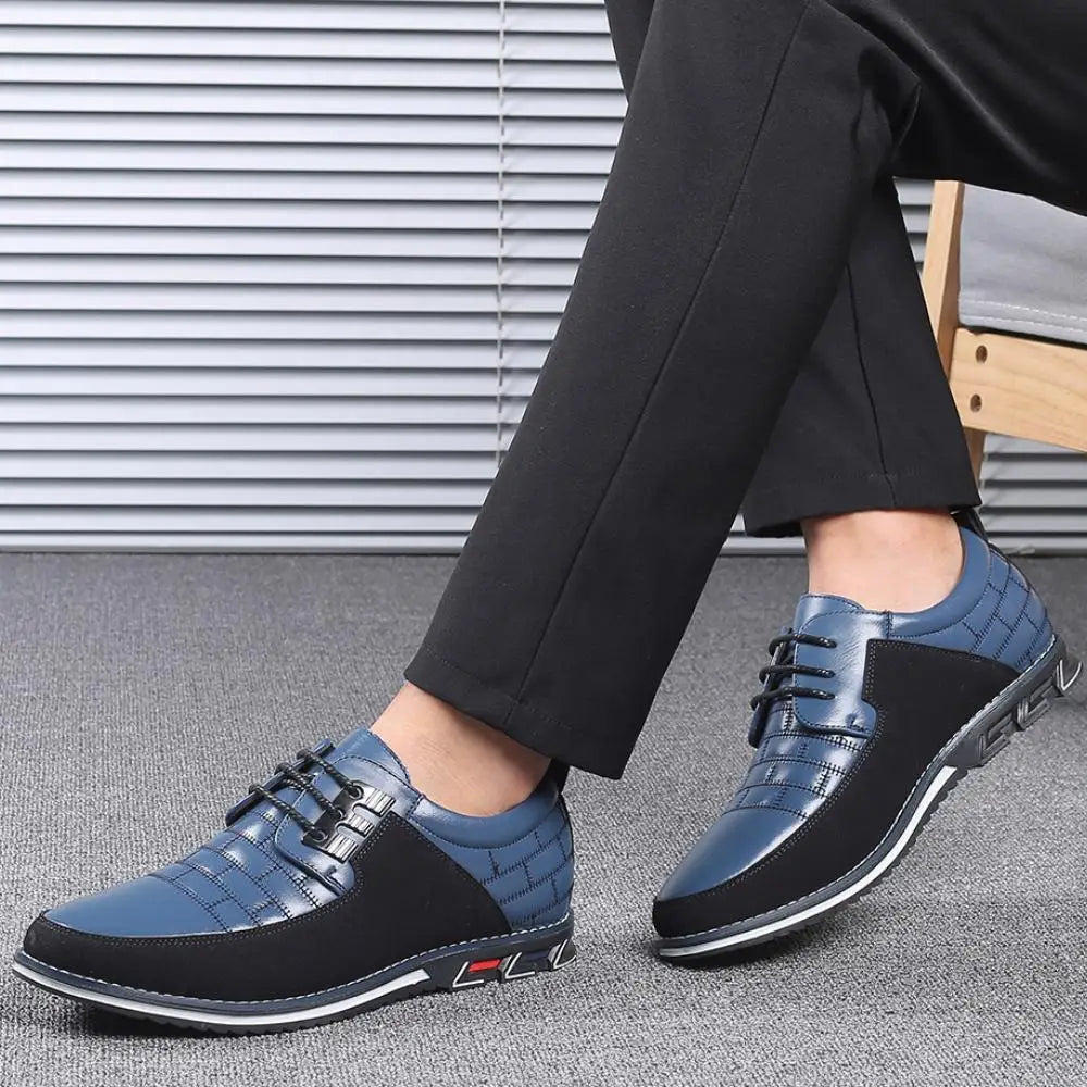 Men Sneakers Shoes Fashion Brand Classic Lace-Up Casual Loafers Pu Leather Shoes Black Breathable Business Men Shoes Big Size