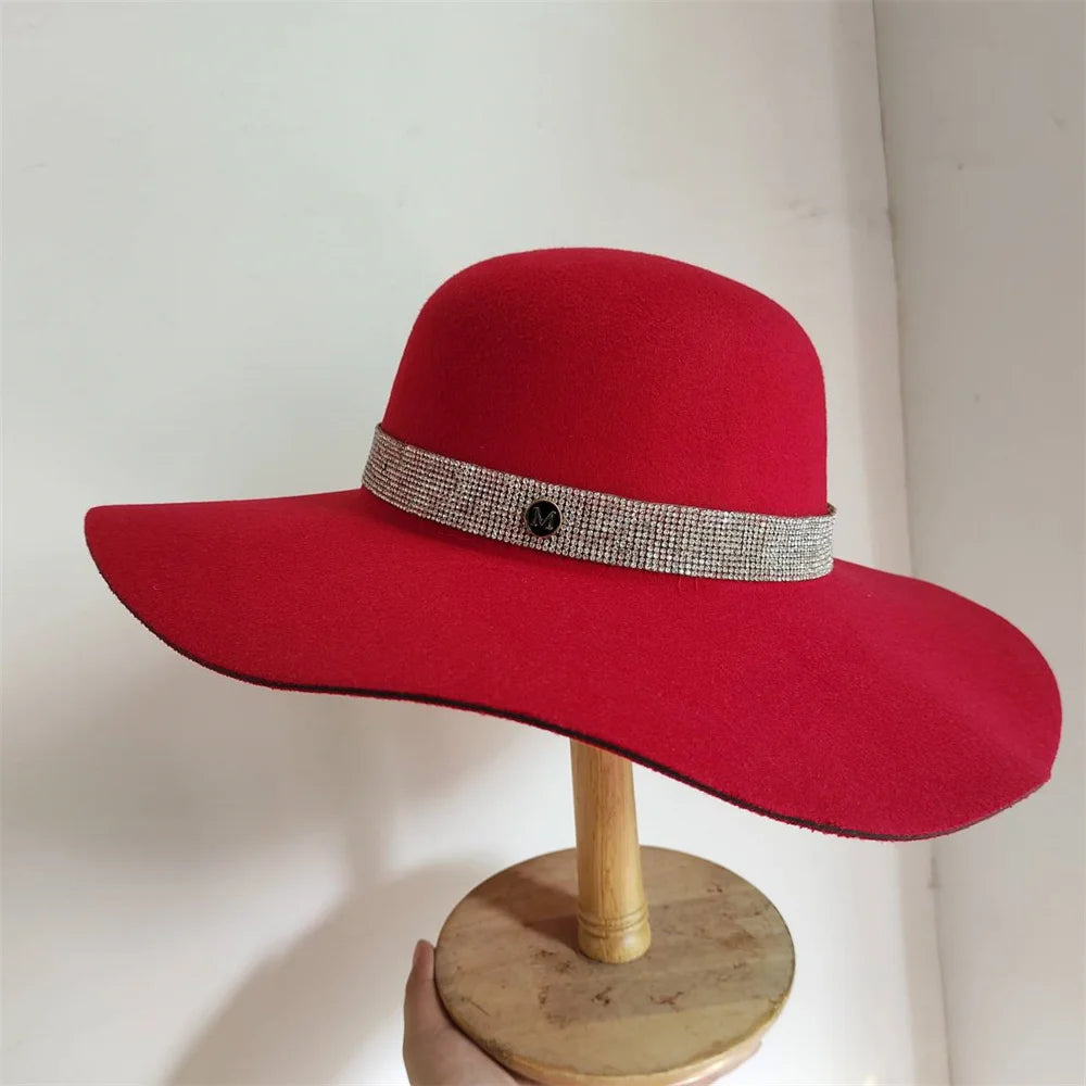 French Vintage Women's Big Brim Colorful Felt Hat Unisex Fedora Fashion Dome Bucket Hat Church Wedding Hat Wholesale