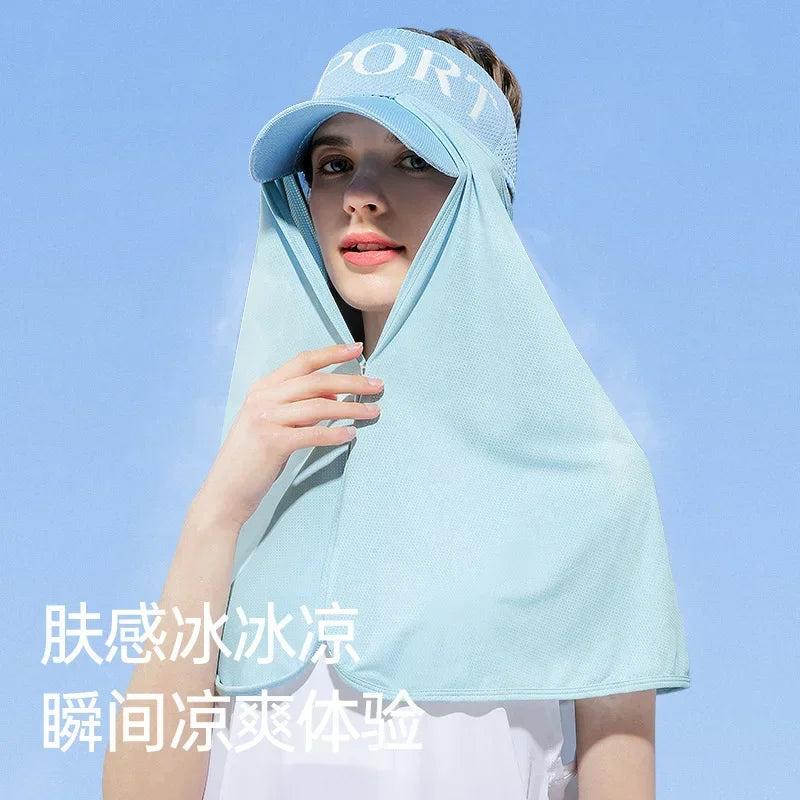 New Shawl Sunscreen Women Big Brim No Roof Sun Hat UPF 1000+ with Neck Cover Full Neck Protection UV Protection Beach Bucket Hat
