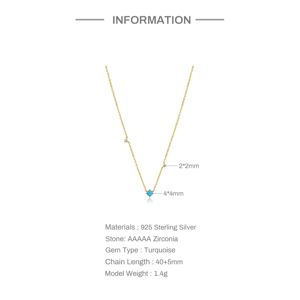 CANNER Stacked Diamond Collarbone Necklace For Women Wedding Engagement Necklace Turquoise Pendant S925 Sterling Silver Jewerly