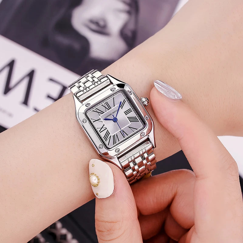 Fashion Steel Square Watch Women Waterproof Luxury Exquisite Quartz Retro Wristwatch Ladies Casual Brand Girl Hand Wrist Clock