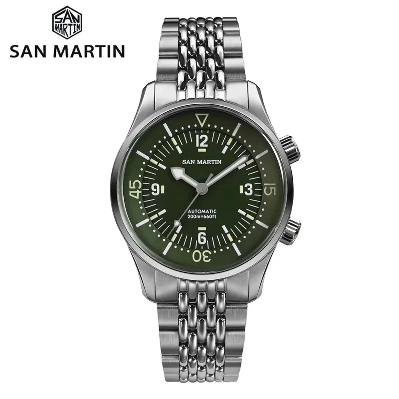 San Martin 39mm Leyenda Diver Watch NH35 Automatic Mechanical Movement AR Sapphire Luminous Waterproof 200m Watches SN0141W