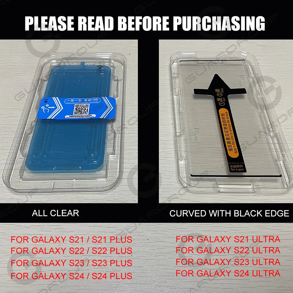 Easy Installation Tempered Glass For Samsung Glaxy S24 S23 S22 S21 Ultra Screen Protector S24 Plus Automatic Installer Tool Film