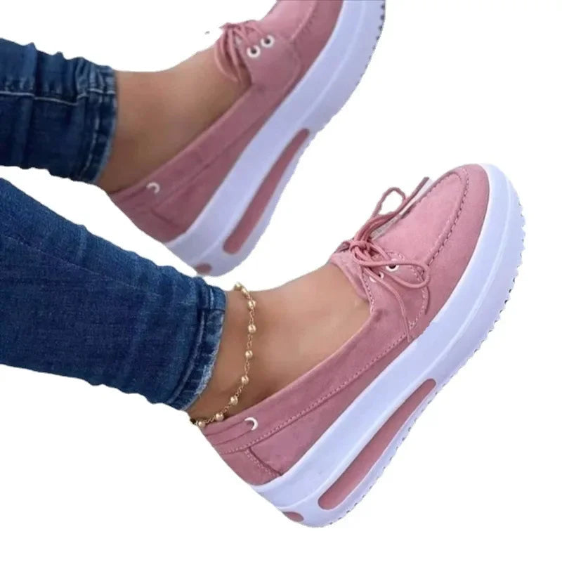 Flat Shoes for Women 2024 Summer Solid Women Sneakers Fashion Lace Up Platform Loafers Comfortable Slip on Casual Footwear New