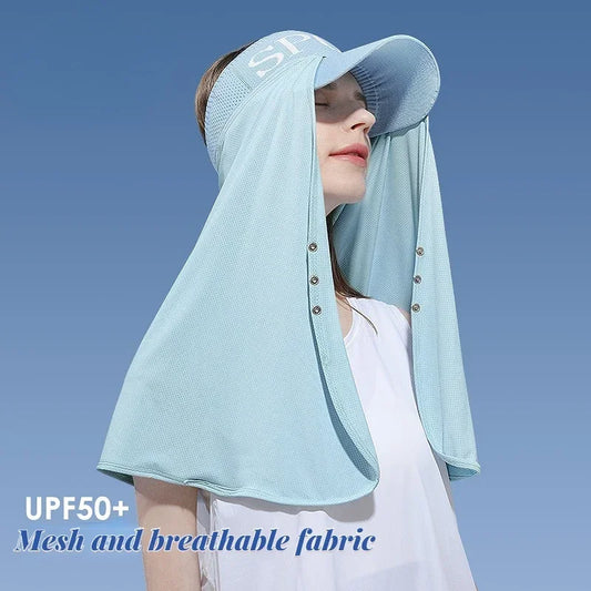 New Shawl Sunscreen Women Big Brim No Roof Sun Hat UPF 1000+ with Neck Cover Full Neck Protection UV Protection Beach Bucket Hat