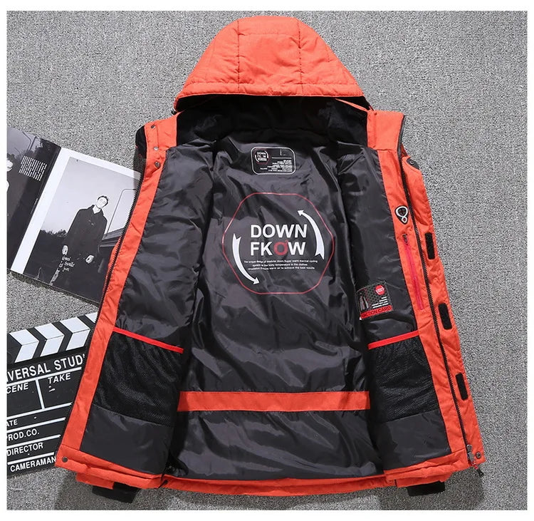 Men Duck Down Jacket Winter Warm Hooded Thick Puffer Jacket Coat Casual High Quality Overcoat Outdoor Streetwear Male Parka