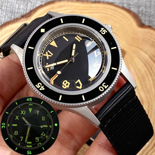 Tandorio Mechanical Diving Watch Men NH35A PT5000 Super Luminous Bezel Index Domed Sapphire 20BAR Waterproof Steel Brushed Case