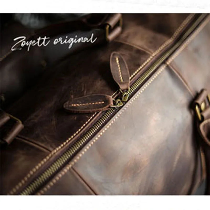 NASVA  Leather Men's Bags Vintage Travel  Duffle Bag Weekend Bag  Handbags  Messenger Bags Luggage Bag With Shoe Compartment