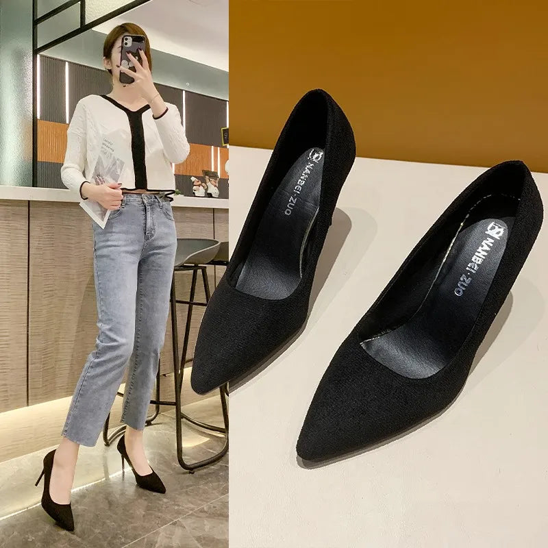 Women New Women Pumps Suede High Heels  Fashion Office Stiletto Party Shoes Female Comfort Women Heels