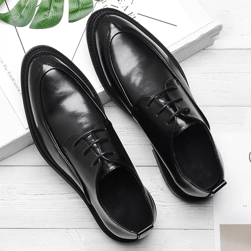 Men Wedding shoes lace up Leather Business Men's Dress shoes Casual Youth British Style Spring autumn men black Shoes