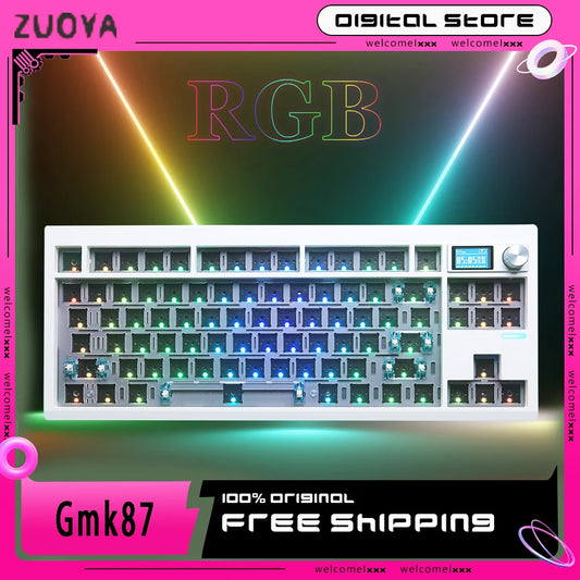 Zuoya Gmk87 V2 Mechanical Keyboard Wireless Bluetooth Kit With Knobs Customization Gasket 3-Mode Office Keyboard non-impact Game
